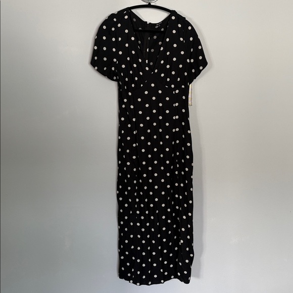 Madewell Black and White Polka Dot Midi Dress - Picture 4 of 7